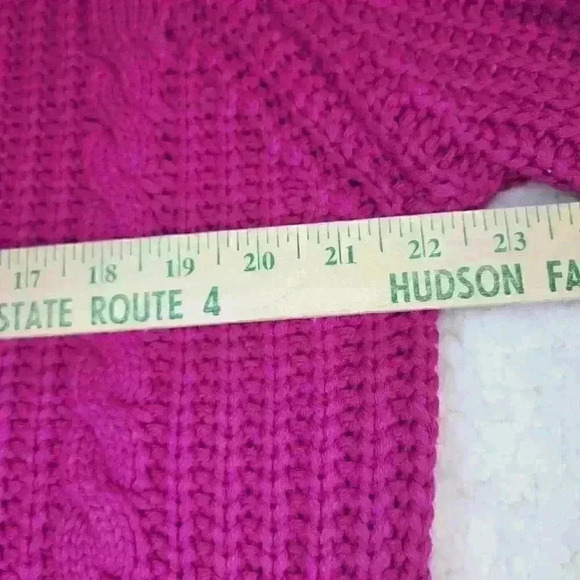 VTG 1980s Gerard Works Sweater Womens M Hot Pink Cable Knit Chunky Retro - Picture 8 of 10